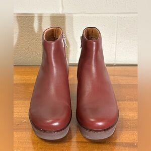 Burgundy Leather Ankle Boots